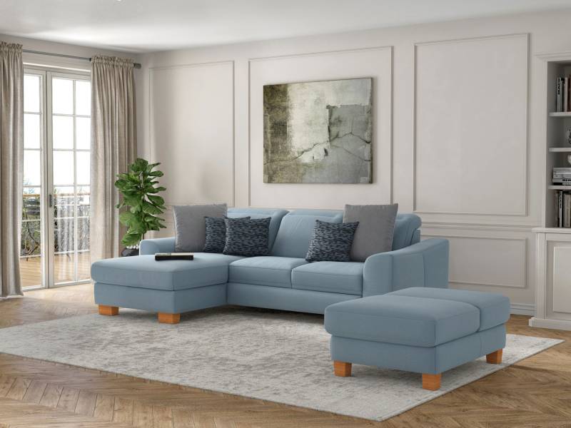 sit&more Ecksofa »Dundee L-Form«, mit Federkern und Massivholzfüssen, wahlweise mit Kopfteilverstellung von sit&more