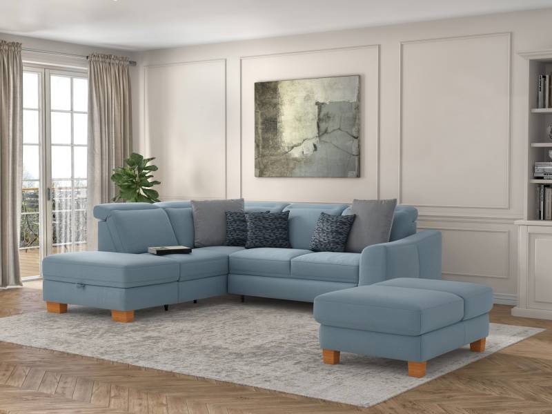 sit&more Ecksofa »Dundee L-Form«, mit Federkern und Massivholzfüssen, wahlweise mit Kopfteilverstellung von sit&more