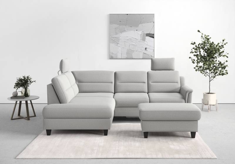 sit&more Ecksofa »Farö L-Form«, inklusive Federkern, wahlweise mit Bettfunktion und Bettkasten von sit&more