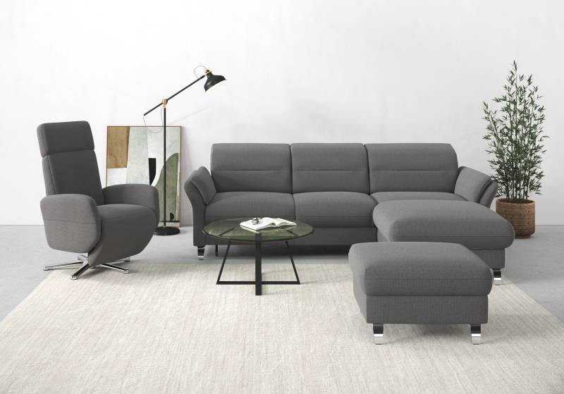sit&more Ecksofa »Grenoble L-Form mit Federkern«, wahlweise mit Bettfunktion, Bettkasten, Arm- und Kopfteilverstellung von sit&more