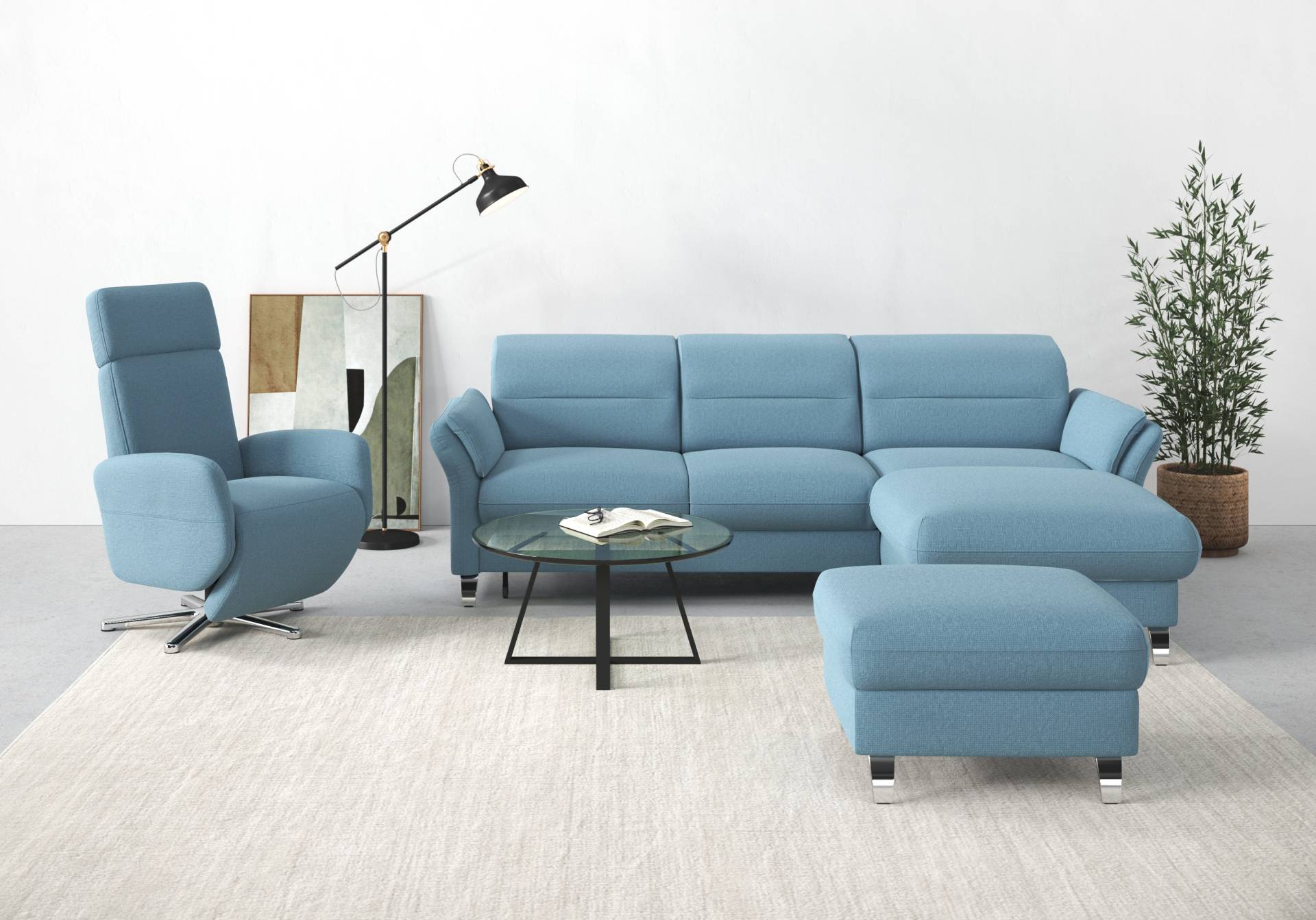 sit&more Ecksofa »Grenoble L-Form mit Federkern«, wahlweise mit Bettfunktion, Bettkasten, Arm- und Kopfteilverstellung sit&more Ecksofa »Grenoble L-Form mit Federkern«, wahlweise mit Bettfunktion, Bettkasten, Arm- und Kopfteilverstellung von sit&more