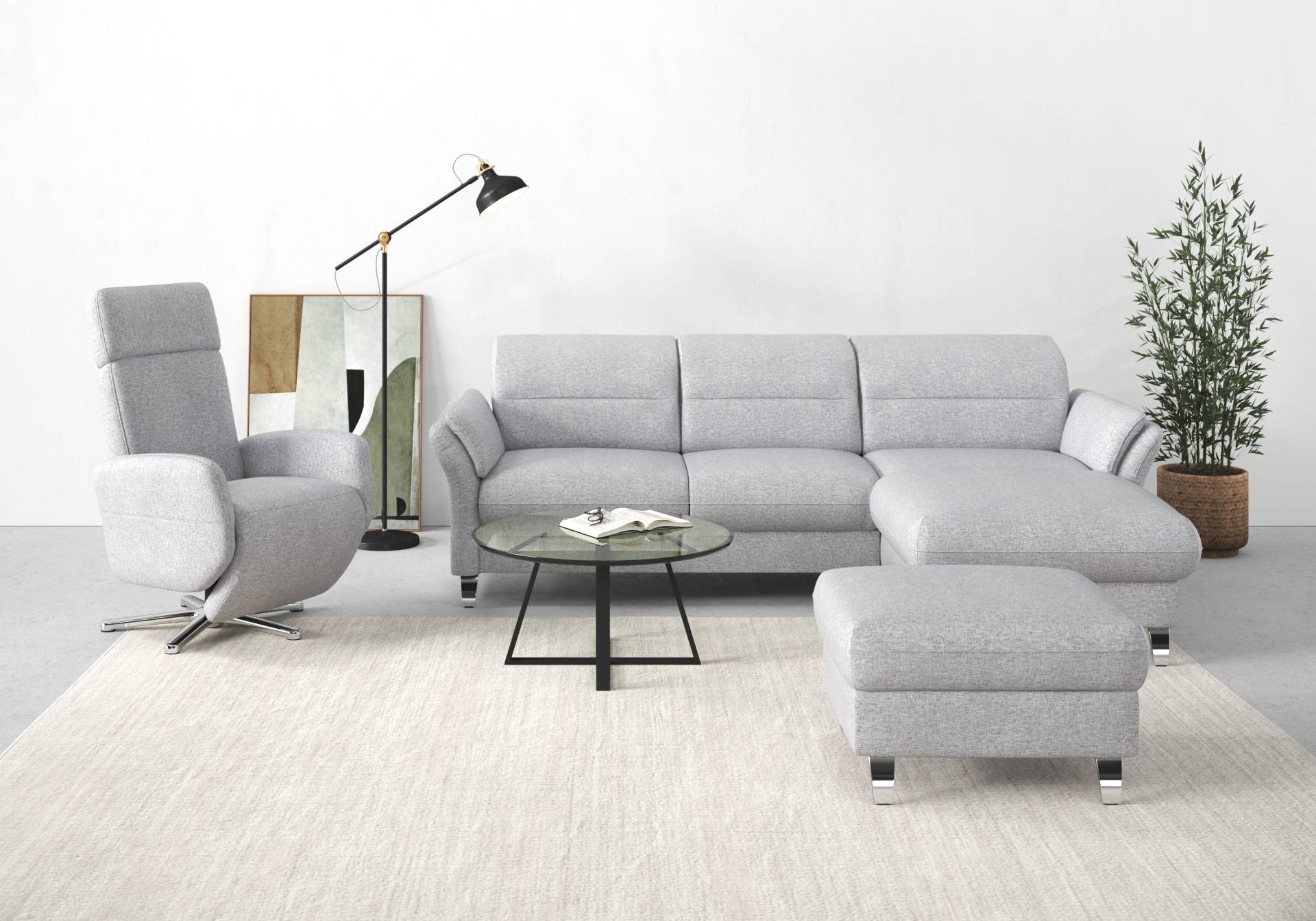 sit&more Ecksofa »Grenoble L-Form mit Federkern«, wahlweise mit Bettfunktion, Bettkasten, Arm- und Kopfteilverstellung sit&more Ecksofa »Grenoble L-Form mit Federkern«, wahlweise mit Bettfunktion, Bettkasten, Arm- und Kopfteilverstellung von sit&more