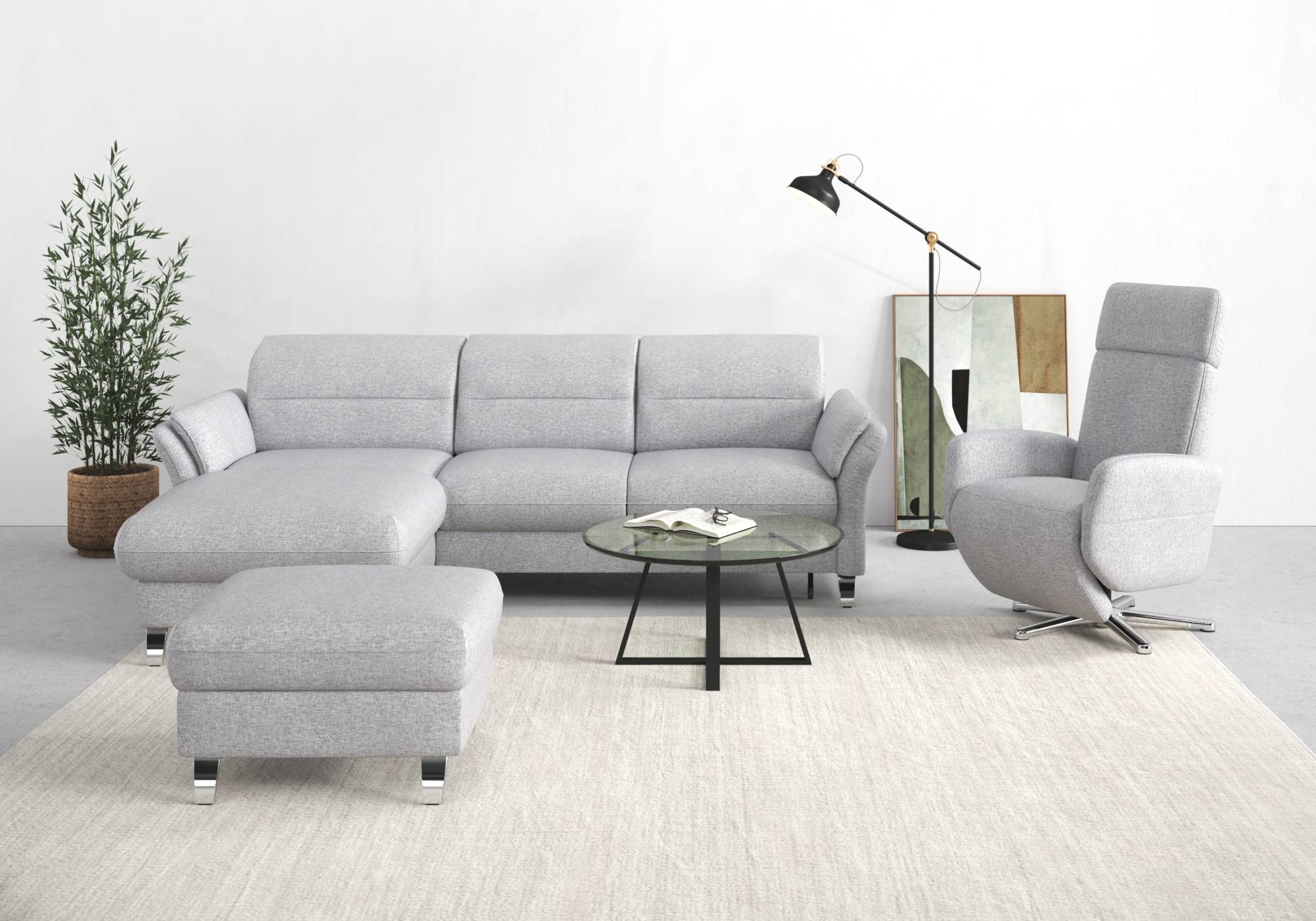 sit&more Ecksofa »Grenoble L-Form mit Federkern«, wahlweise mit Bettfunktion, Bettkasten, Arm- und Kopfteilverstellung sit&more Ecksofa »Grenoble L-Form mit Federkern«, wahlweise mit Bettfunktion, Bettkasten, Arm- und Kopfteilverstellung von sit&more