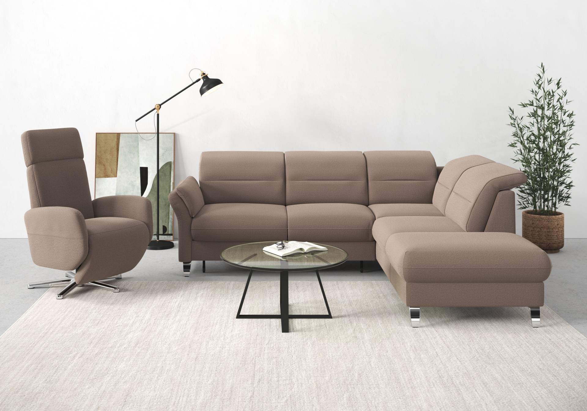 sit&more Ecksofa »Grenoble L-Form mit Federkern«, wahlweise mit Bettfunktion, Bettkasten, Arm- und Kopfteilverstellung sit&more Ecksofa »Grenoble L-Form mit Federkern«, wahlweise mit Bettfunktion, Bettkasten, Arm- und Kopfteilverstellung von sit&more