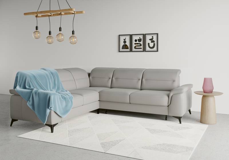 sit&more Ecksofa »Sinatra L-Form«, optinal mit Kopfteilverstellung und Armteilfunktion, Metallfüsse von sit&more