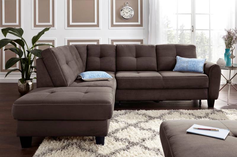 sit&more Ecksofa »Varese L-Form«, mit Federkern, wahlweise mit Bettfunktion und Stauraum von sit&more