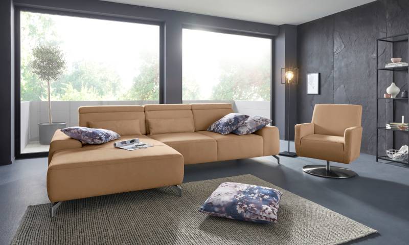 sit&more Ecksofa »Gizeh L-Form«, Fusshöhe 12 cm, inklusive Sitztiefenverstellung und Kopfteilverstellung von sit&more