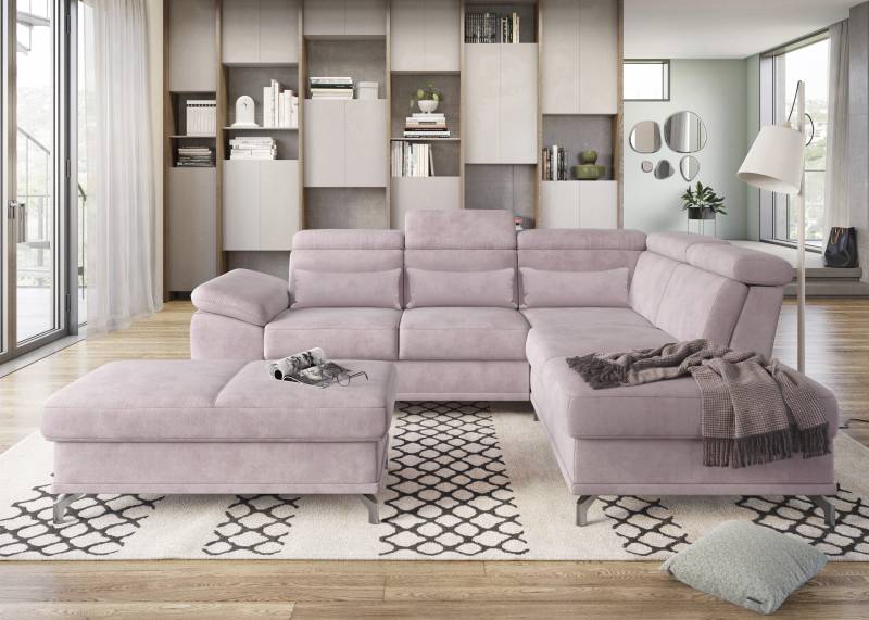 sit&more Ecksofa »Cabrio L-Form, mit Sitztiefenverstellung, Arm- und Kopfteilverstellung«, 3 Nierenkissen, Federkern, optional Bettfunktion und Stauraum von sit&more