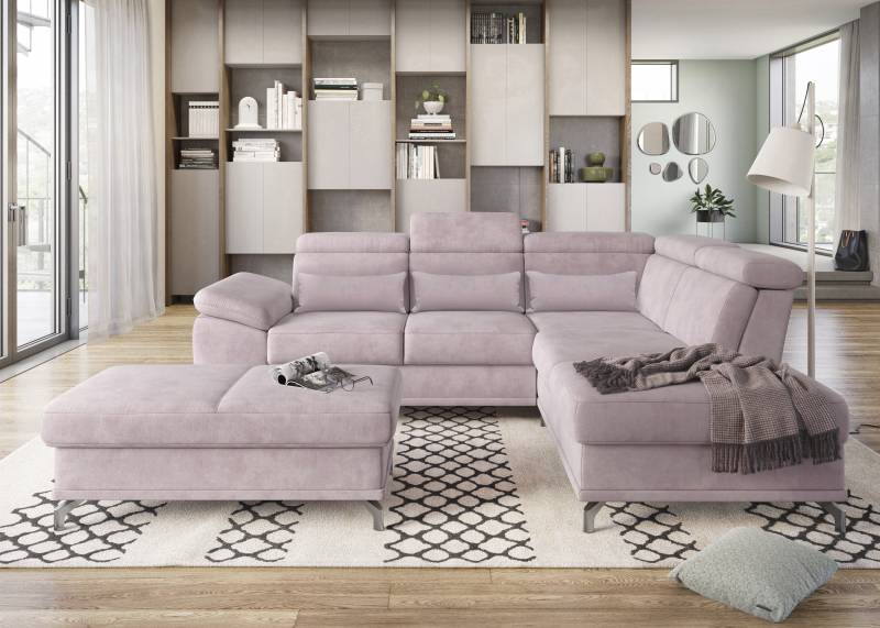 sit&more Ecksofa »Cabrio L-Form, mit Sitztiefenverstellung, Arm- und Kopfteilverstellung«, 3 Nierenkissen, Federkern, optional Bettfunktion und Stauraum von sit&more