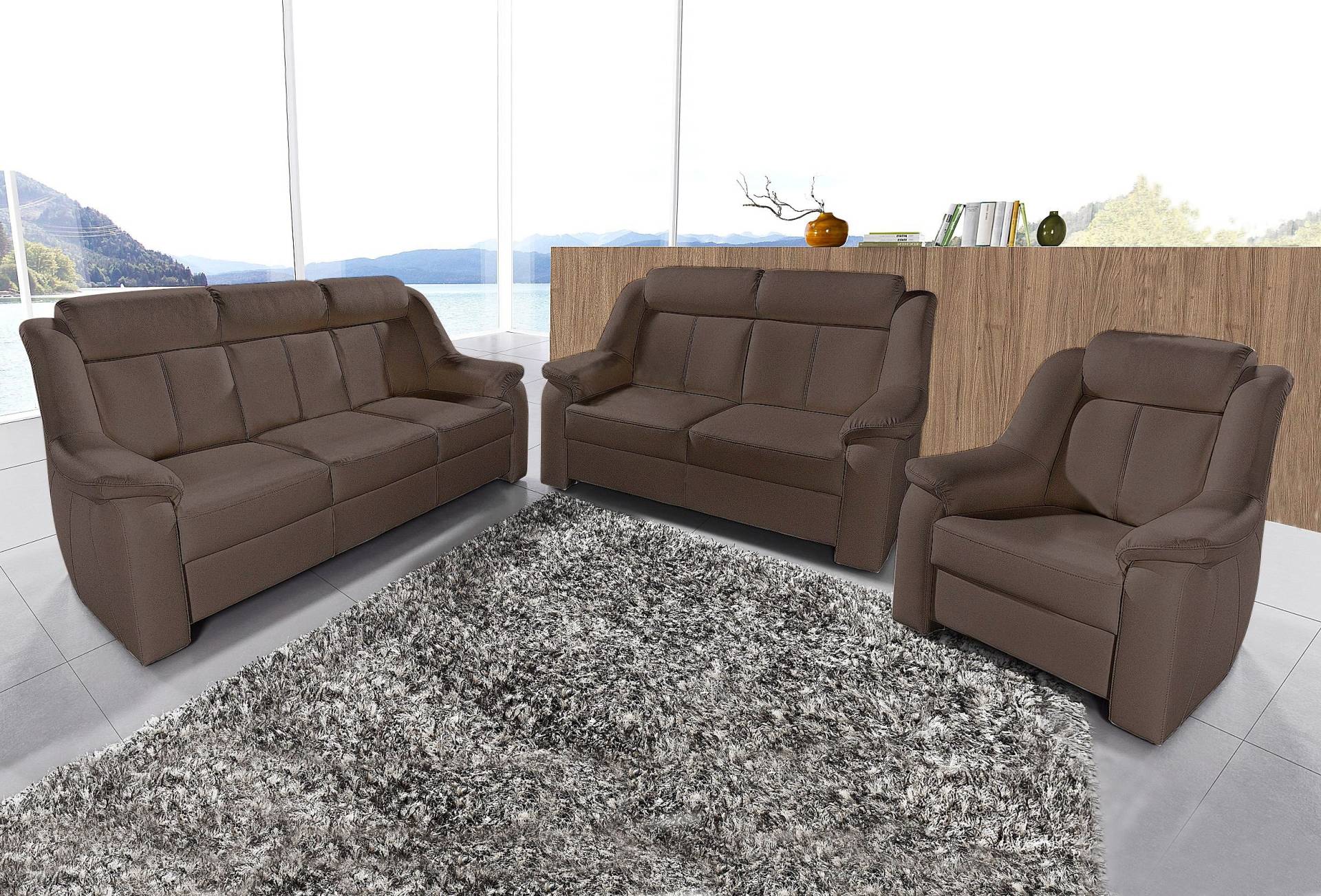 sit&more Polstergarnitur »Basel«, Set, bestehend aus 3-Sitzer + 2-Sitzer + Sessel sit&more Polstergarnitur »Basel«, Set, bestehend aus 3-Sitzer + 2-Sitzer + Sessel von sit&more