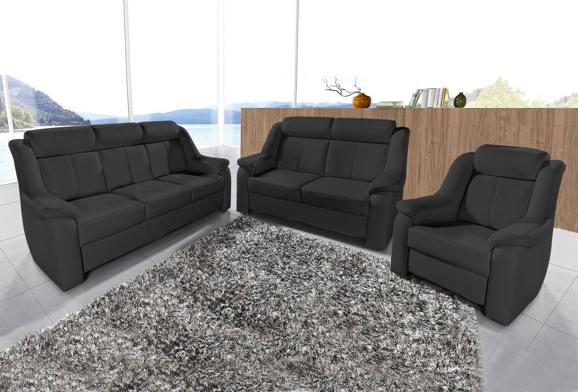 sit&more Polstergarnitur »Basel«, Set, bestehend aus 3-Sitzer + 2-Sitzer + Sessel sit&more Polstergarnitur »Basel«, Set, bestehend aus 3-Sitzer + 2-Sitzer + Sessel von sit&more
