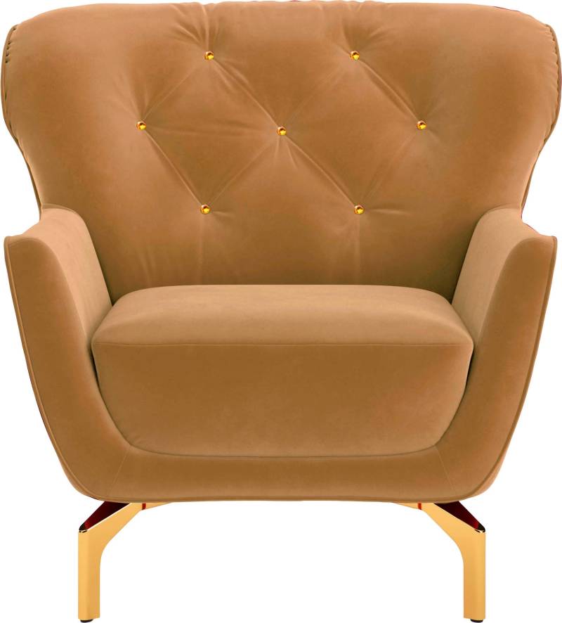 sit&more Sessel »Orient 3«, inkl. 1 Zierkissen mit Strass-Stein, goldfarbene Metallfüsse von sit&more