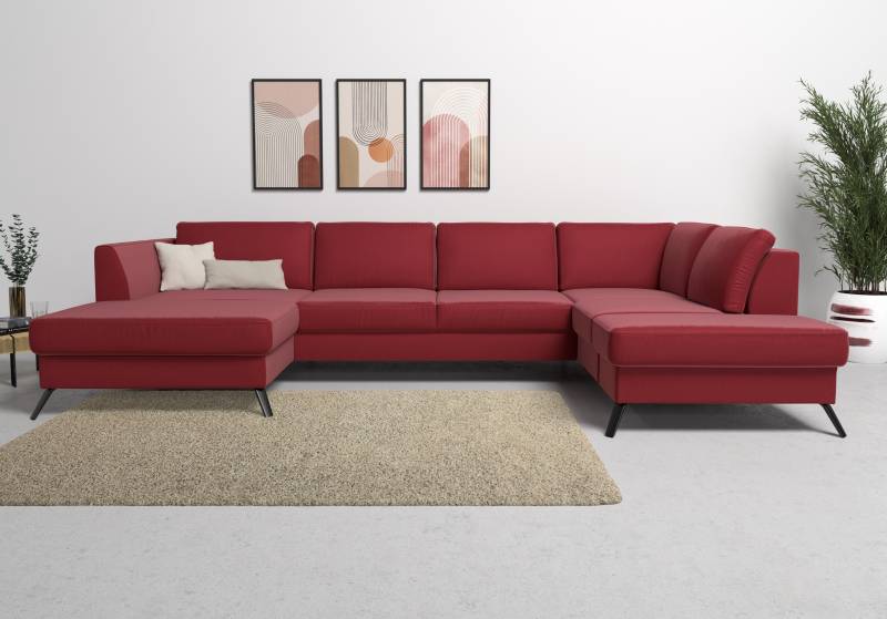 sit&more Wohnlandschaft »Olsen U-Form«, inklusive Sitztiefenverstellung, wahlweise mit Bettfunktion, 15cm hoch von sit&more