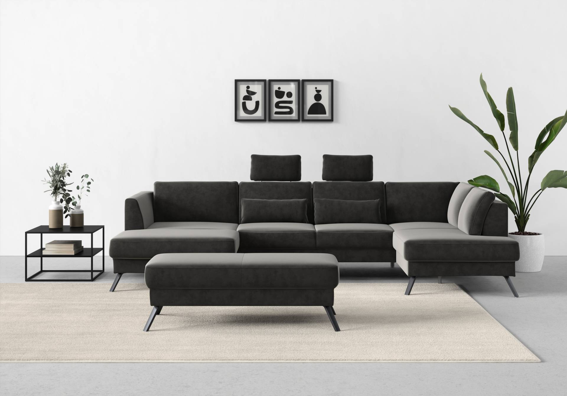 sit&more Wohnlandschaft »Lindholm U-Form«, mit Sitztiefenverstellung und Federkern von sit&more