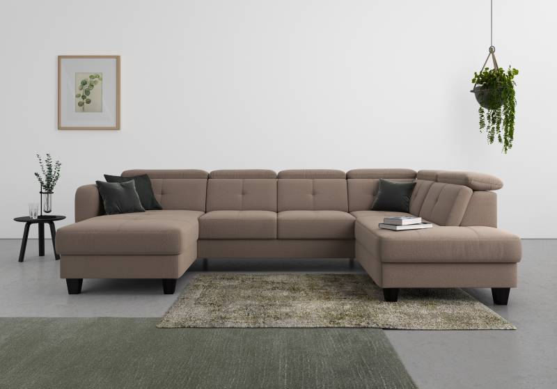 sit&more Wohnlandschaft »Belluci U-Form«, Kopfteilverstellung und Federkern, wahlweise mit Bettfunktion von sit&more