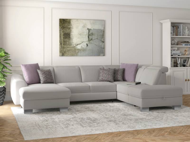 sit&more Wohnlandschaft »Dundee U-Form«, mit Federkern und Edelstahlfüssen, wahlweise mit Kopfteilverstellung von sit&more
