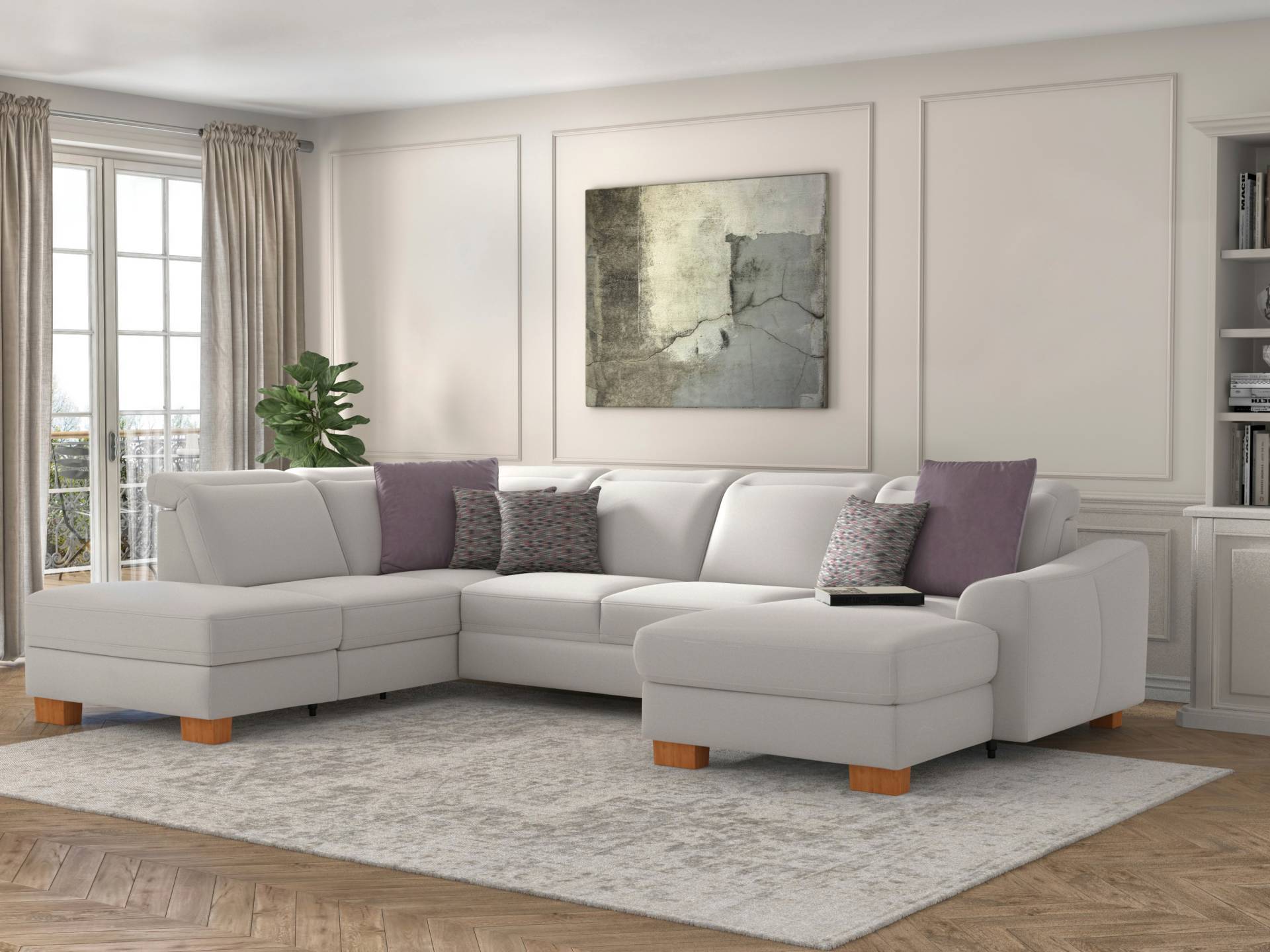 sit&more Wohnlandschaft »Dundee U-Form«, mit Federkern und Massivholzfüssen, wahlweise mit Kopfteilverstellung sit&more Wohnlandschaft »Dundee U-Form«, mit Federkern und Massivholzfüssen, wahlweise mit Kopfteilverstellung von sit&more