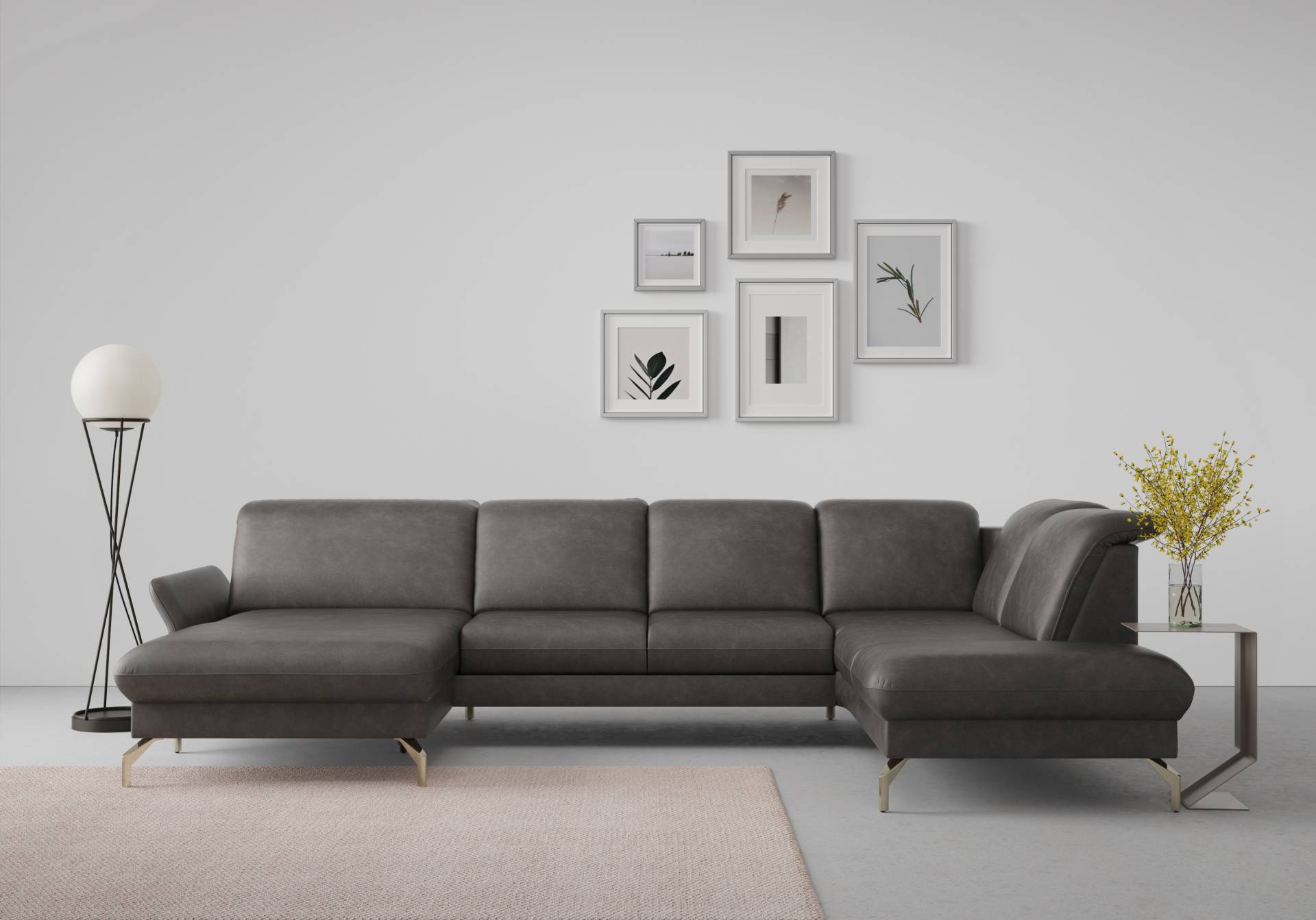 sit&more Wohnlandschaft »Fashion U-Form«, wahlweise mit Kopfteilverstellung, Vorziehsitz, motorisch, Nickelfüsse von sit&more