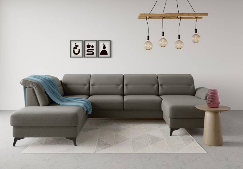 sit&more Wohnlandschaft »Sinatra U-Form«, optional mit Kopfteilverstellung und Armteilfunktion, Metallfüsse von sit&more