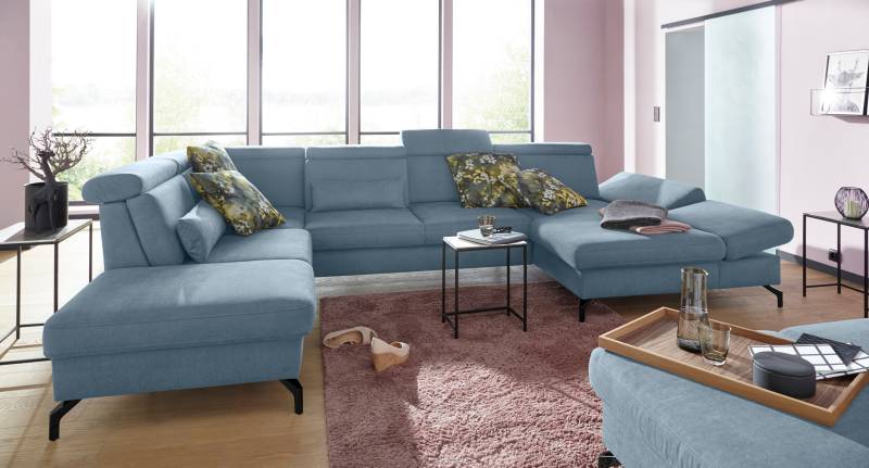 sit&more Wohnlandschaft »Brisbane U-Form«, Fusshöhe 12 cm, inklusive Sitztiefen-, Armteil- und Kopfteilverstellung von sit&more