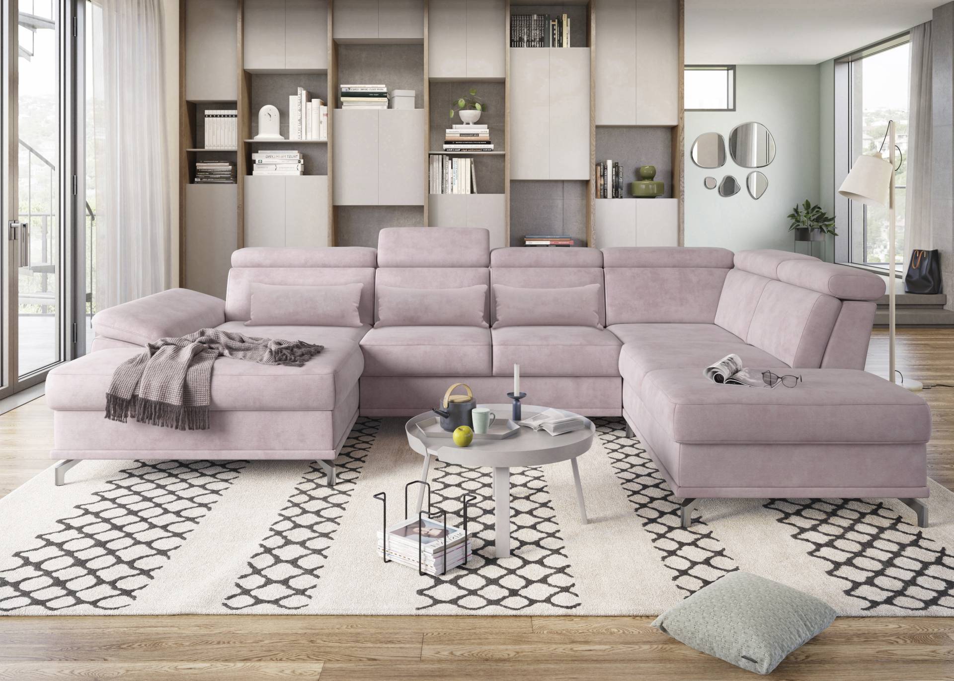 sit&more Wohnlandschaft »Cabrio U-Form, mit Sitztiefenverstellung, Arm- und Kopfteilverstellung«, 3 Nierenkissen, Federkern, optional Bettfunktion und Stauraum sit&more Wohnlandschaft »Cabrio U-Form, mit Sitztiefenverstellung, Arm- und Kopfteilverstellung«, 3 Nierenkissen, Federkern, optional Bettfunktion und Stauraum von sit&more