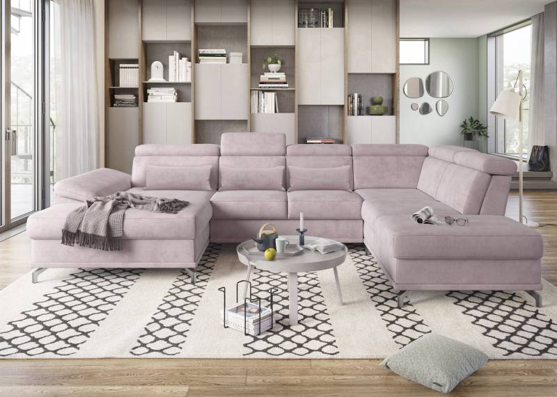 sit&more Wohnlandschaft »Cabrio U-Form, mit Sitztiefenverstellung, Arm- und Kopfteilverstellung«, 3 Nierenkissen, Federkern, optional Bettfunktion und Stauraum von sit&more