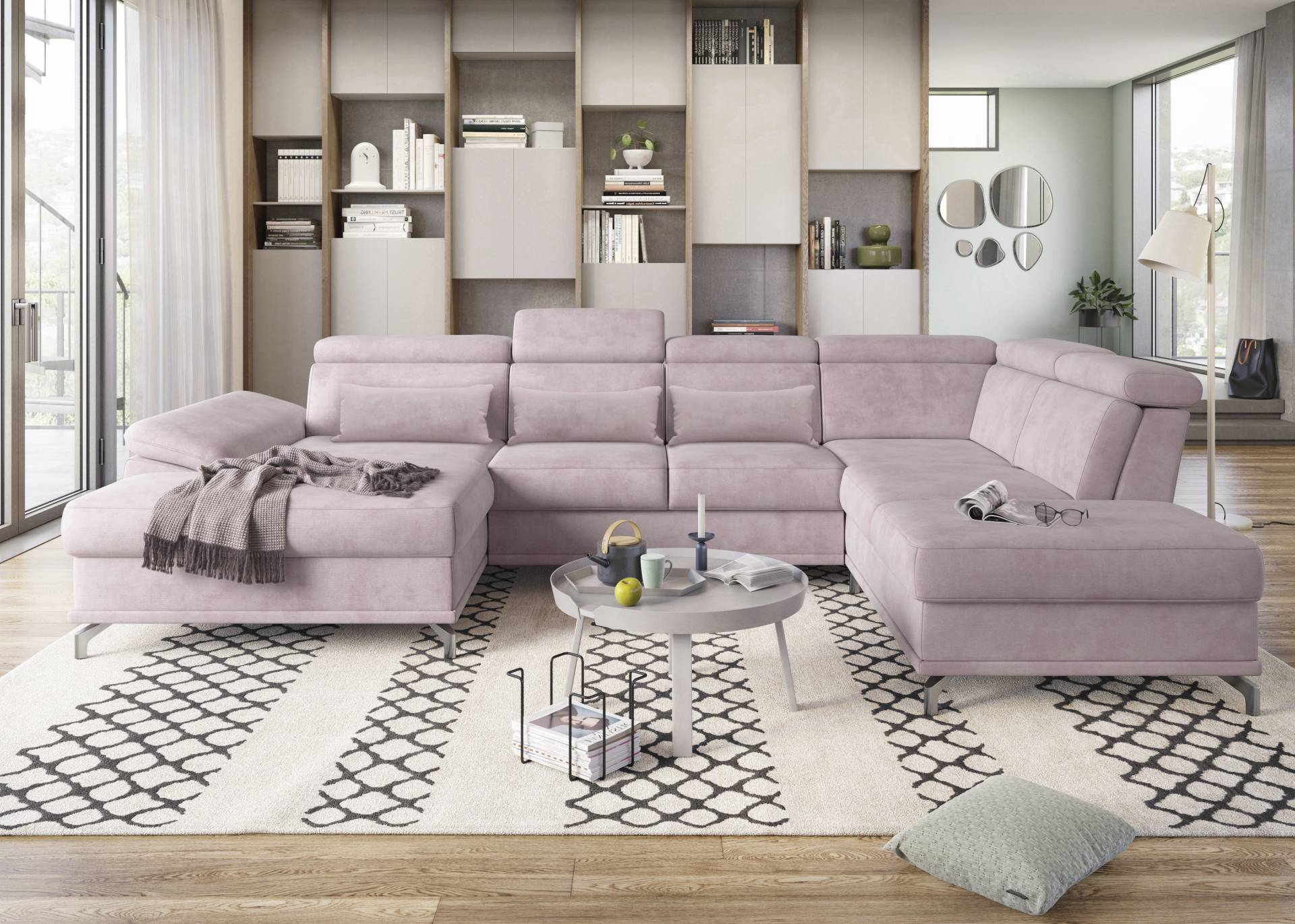 sit&more Wohnlandschaft »Cabrio U-Form, mit Sitztiefenverstellung, Arm- und Kopfteilverstellung«, 3 Nierenkissen, Federkern, optional Bettfunktion und Stauraum sit&more Wohnlandschaft »Cabrio U-Form, mit Sitztiefenverstellung, Arm- und Kopfteilverstellung«, 3 Nierenkissen, Federkern, optional Bettfunktion und Stauraum von sit&more