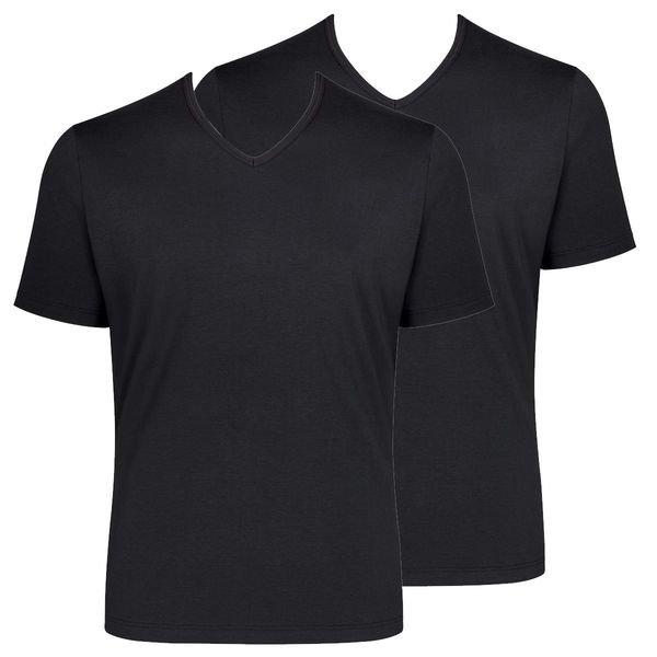 2er Pack Go - Organic Cotton - Unterhemd Shirt Kurzarm Herren Schwarz L von sloggi