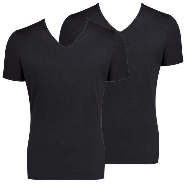 2er Pack Go - Organic Cotton - Unterhemd Shirt Kurzarm Herren Schwarz S von sloggi