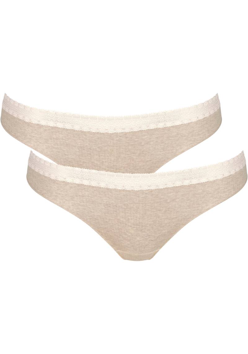 sloggi Slip »GO Ribbed R Brazil C2P«, (2er Pack), weiche Rippware mit Spitzenbesatz von sloggi