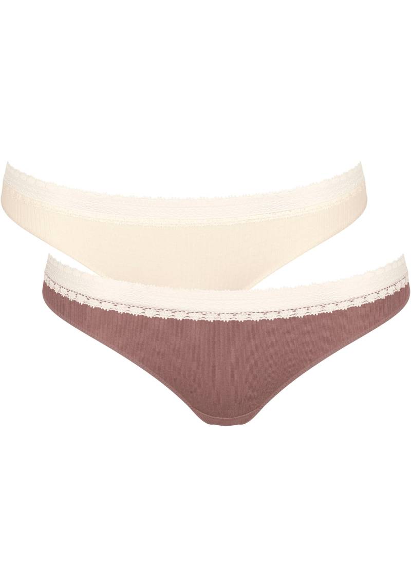 sloggi Slip »GO Ribbed R Brazil C2P«, (2er Pack), weiche Rippware mit Spitzenbesatz von sloggi