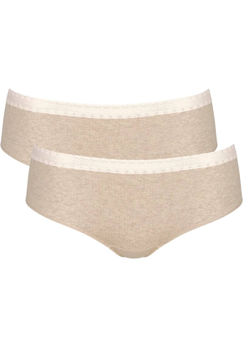 sloggi Slip »GO Ribbed R Hipster C2P«, (2er Pack), weiche Rippware mit Spitzenbesatz von sloggi
