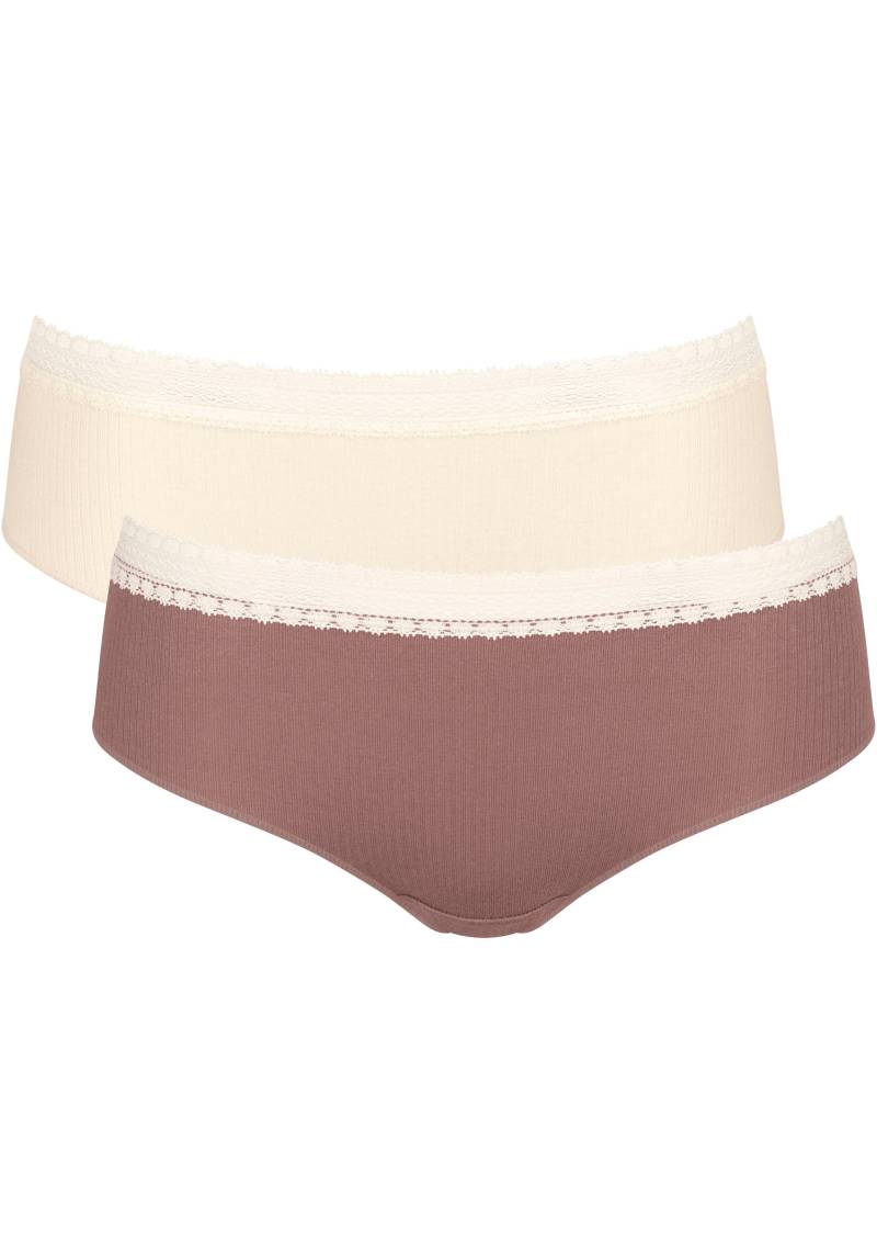 sloggi Slip »GO Ribbed R Hipster C2P«, (2er Pack), weiche Rippware mit Spitzenbesatz von sloggi