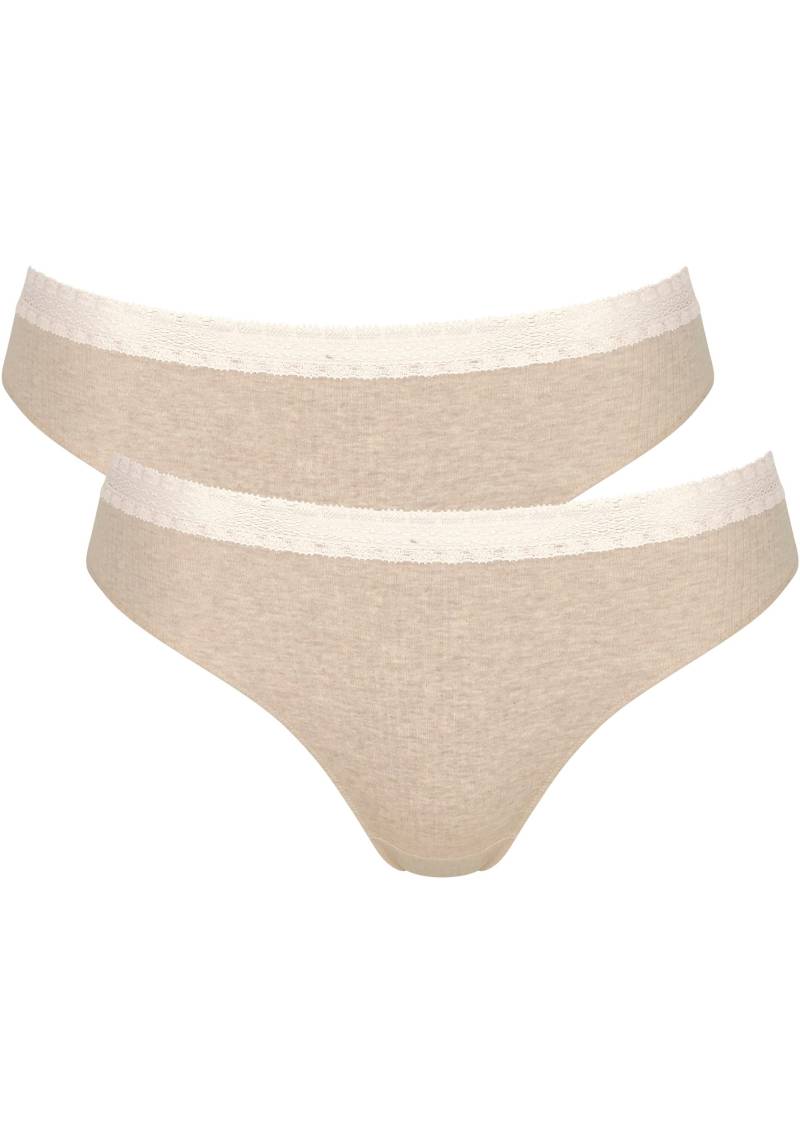 sloggi Slip »GO Ribbed R Tai C2P«, (2er Pack), weiche Rippware mit Spitzenbesatz von sloggi