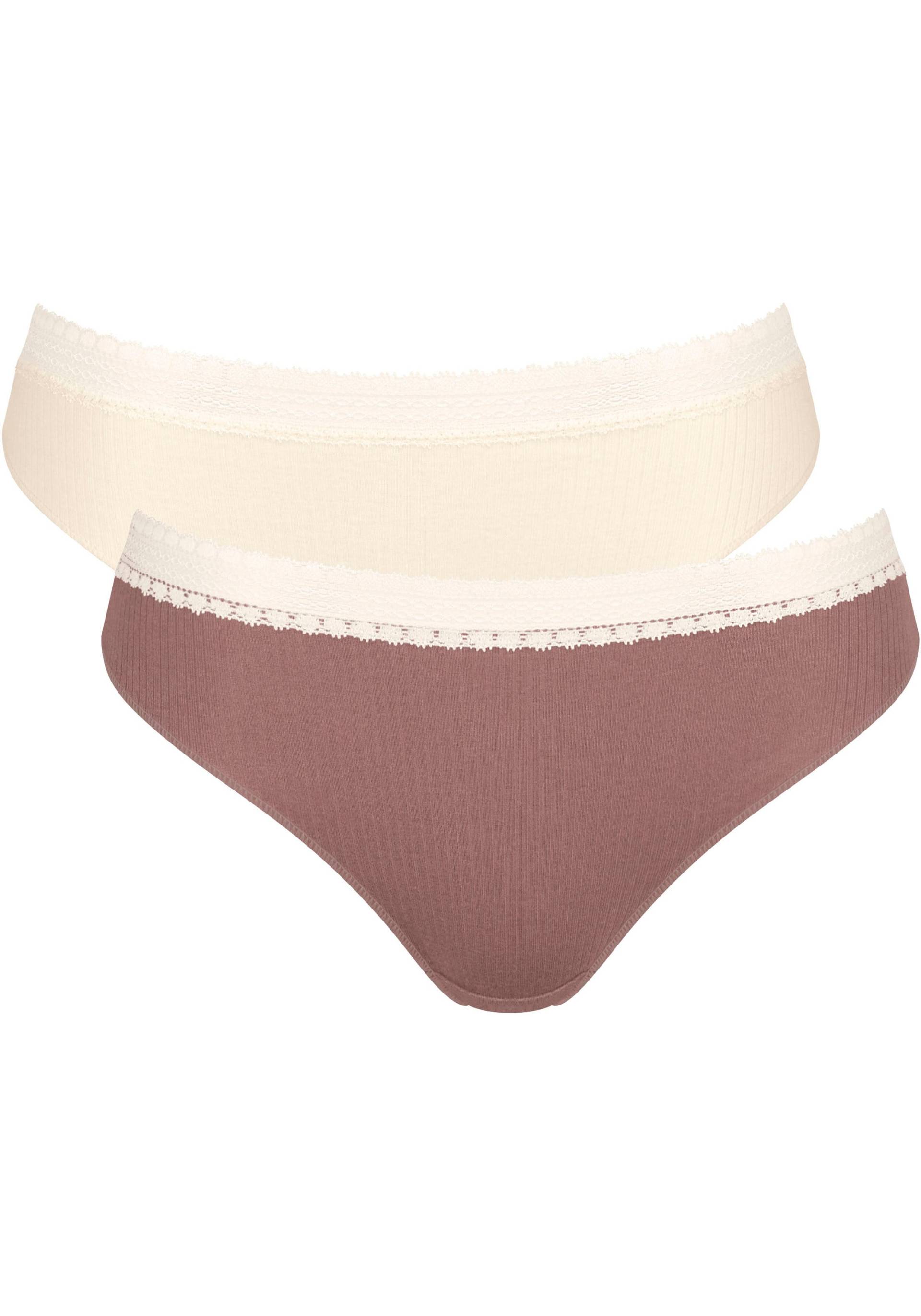 sloggi Slip »GO Ribbed R Tai C2P«, (2er Pack), weiche Rippware mit Spitzenbesatz von sloggi