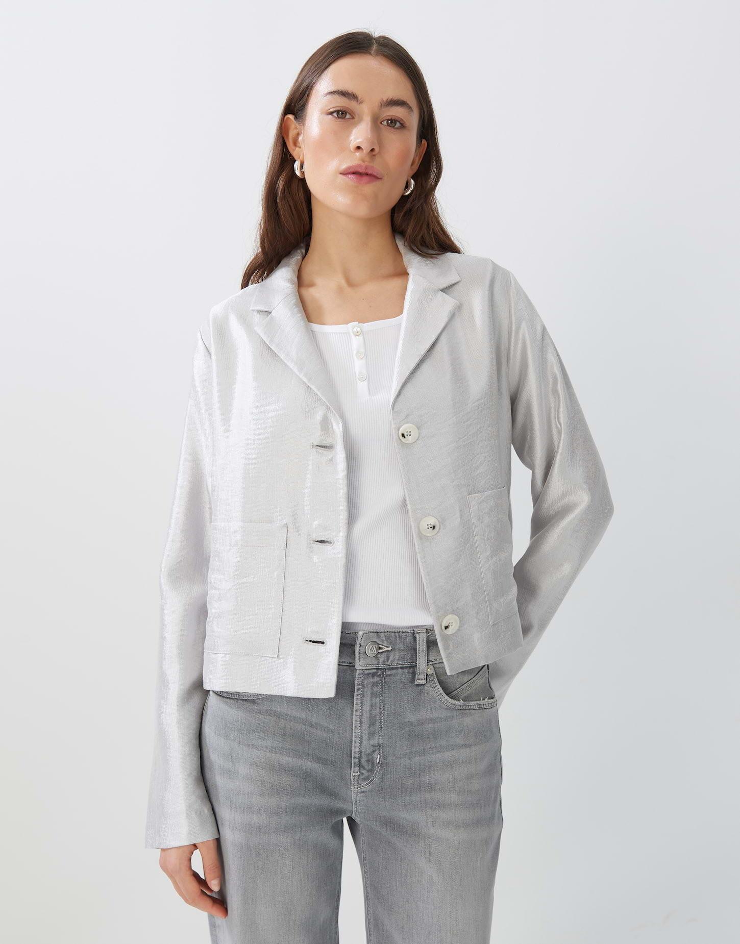 Kurzblazer Neny Boxy Silhouette Damen Silber 36 von someday