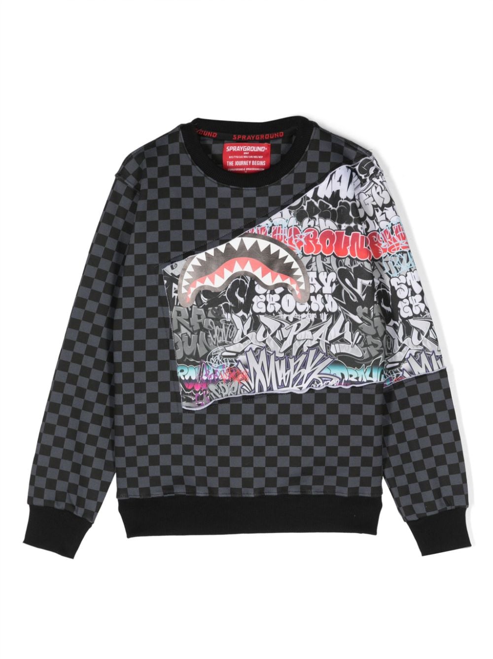 sprayground kid graffiti-print checkered cotton sweatshirt - Grey von sprayground kid