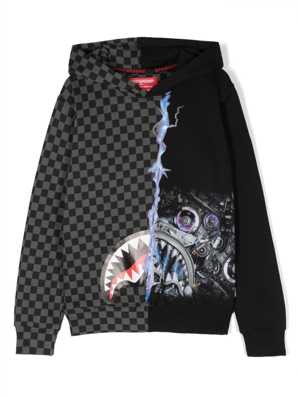 sprayground kid graphic-print checkered cotton hoodie - Grey von sprayground kid