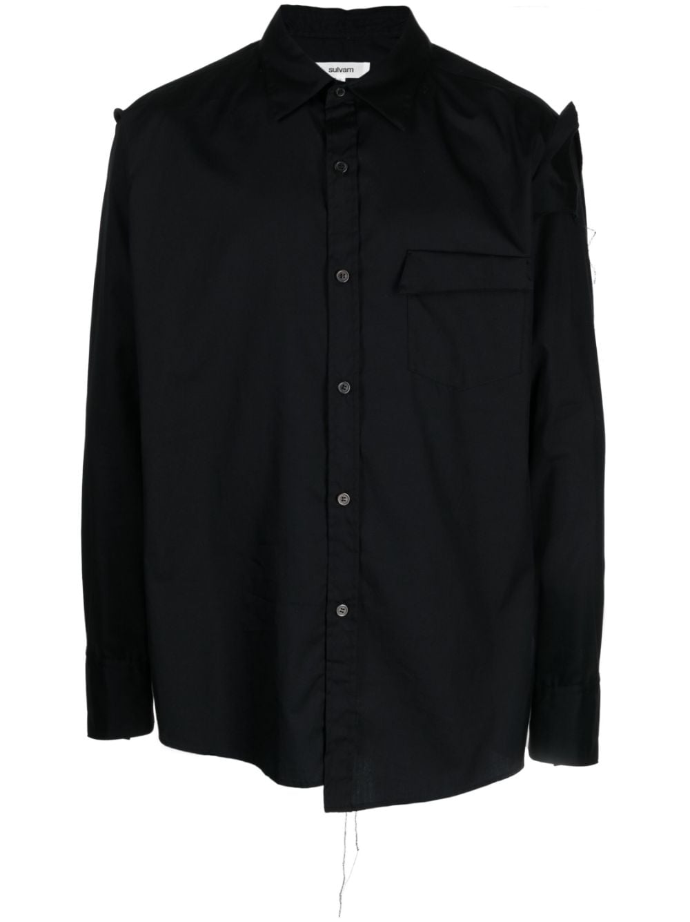 sulvam asymmetric distressed drop-shoulder shirt - Black von sulvam