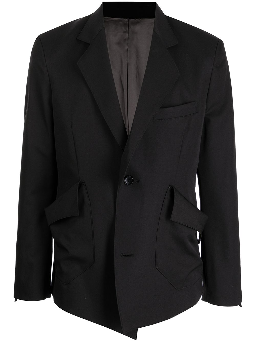 sulvam asymmetric gabardine blazer - Black von sulvam