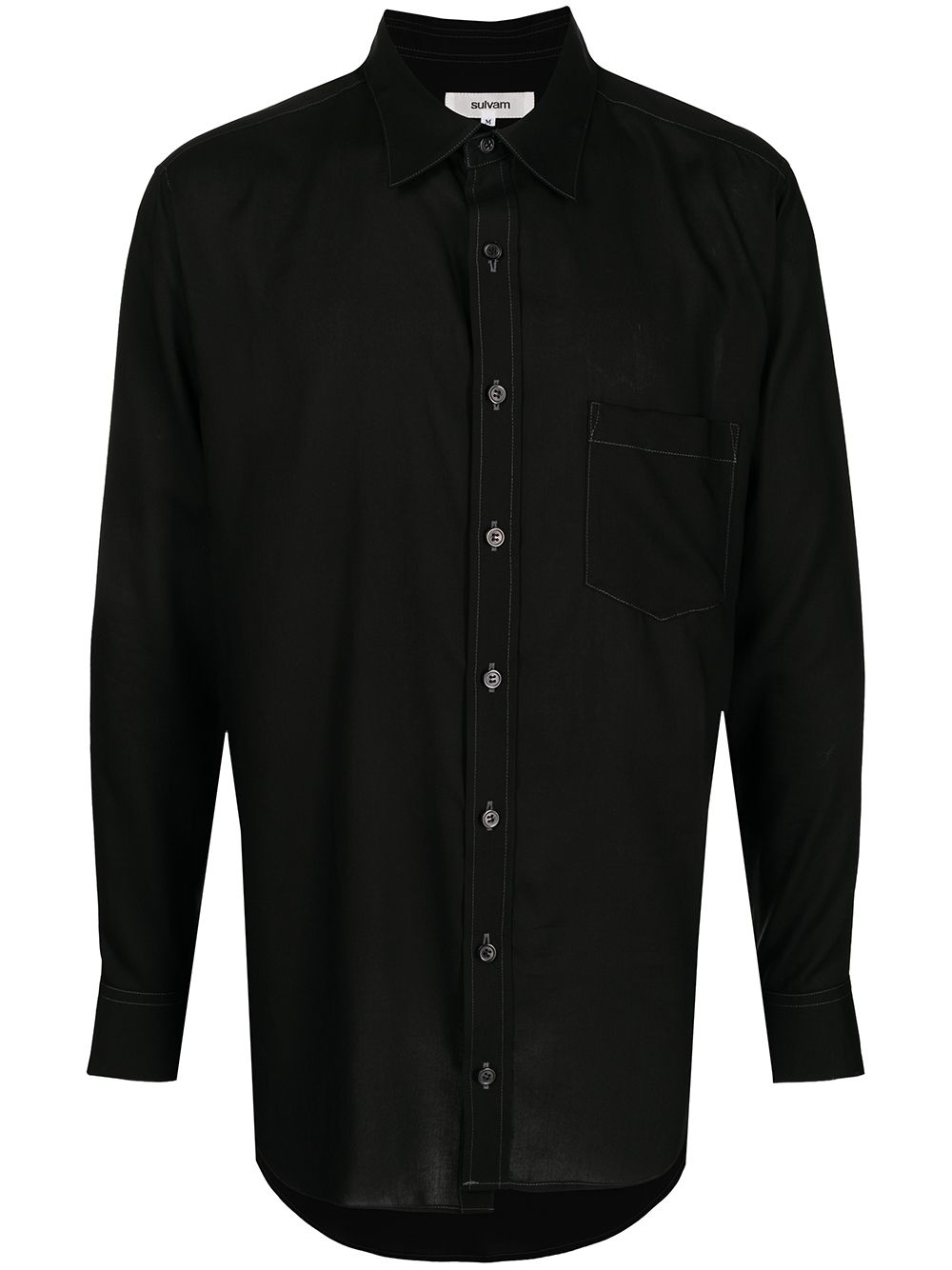 sulvam contrast-stitch long-sleeve shirt - Black von sulvam