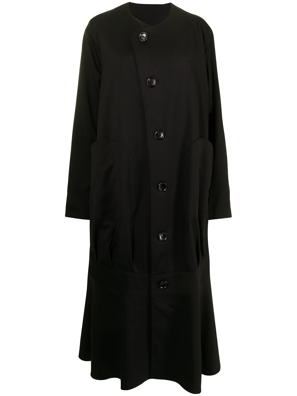 sulvam long wool pleat-detail coat - Black von sulvam