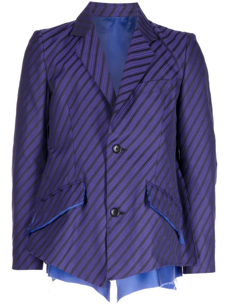 sulvam raw-hem striped blazer - Purple von sulvam