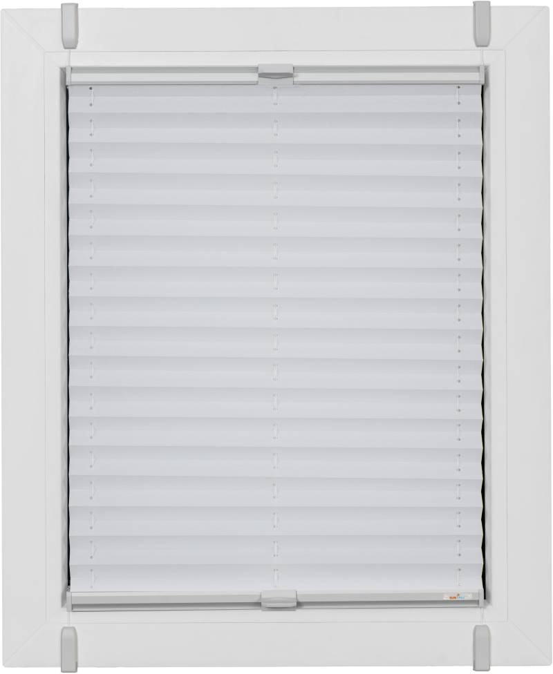 sunlines Plissee »One Size Style Crepe«, blickdicht, ohne Bohren, verspannt, Zubehörfarbe grau, zum Klemmen von sunlines