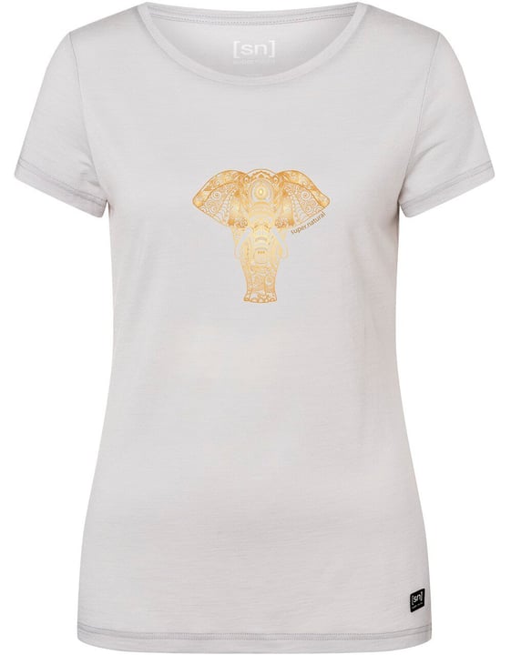 super.natural W Yoga Power Elephant T-Shirt hellgrau von super.natural