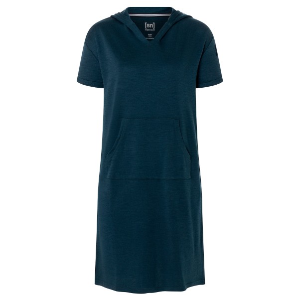 super.natural - Women's Hooded Bio Dress - Kleid Gr 34 - XS;36 - S;38 - M;40 - L;42 - XL blau;weiß von super.natural