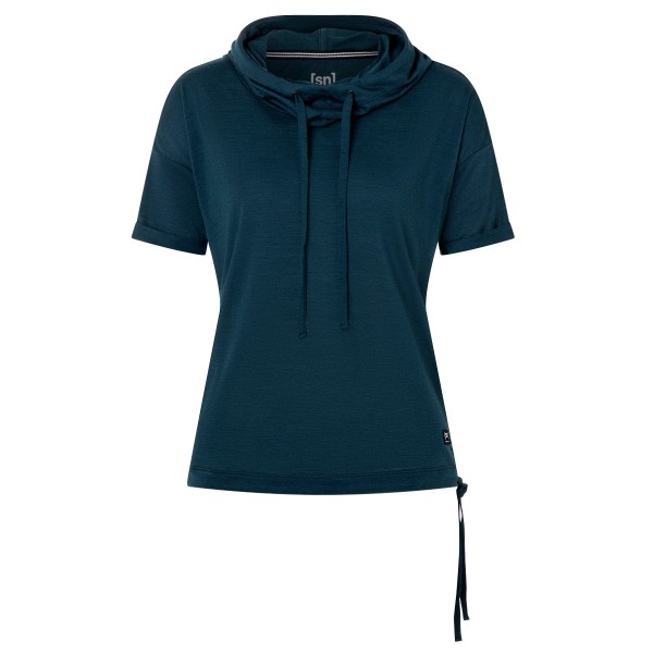 super.natural - Women's JustShort Hoodie - Merinoshirt Gr L blau von super.natural