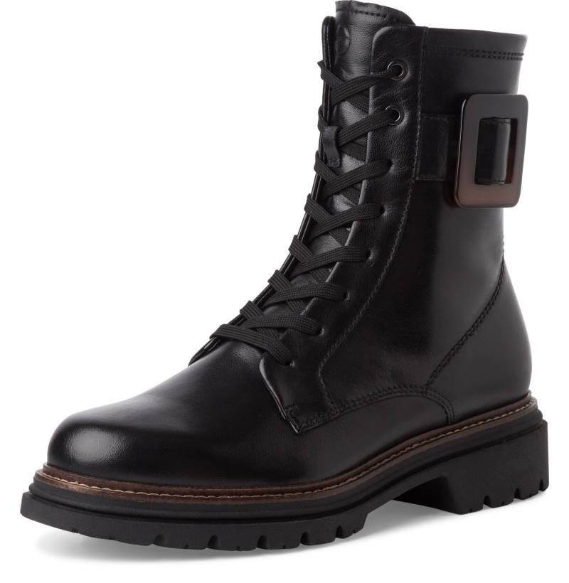 Tamaris Schnürboots, Blockabsatz, Schnürstiefelette mit auffälliger Zierschnalle von tamaris