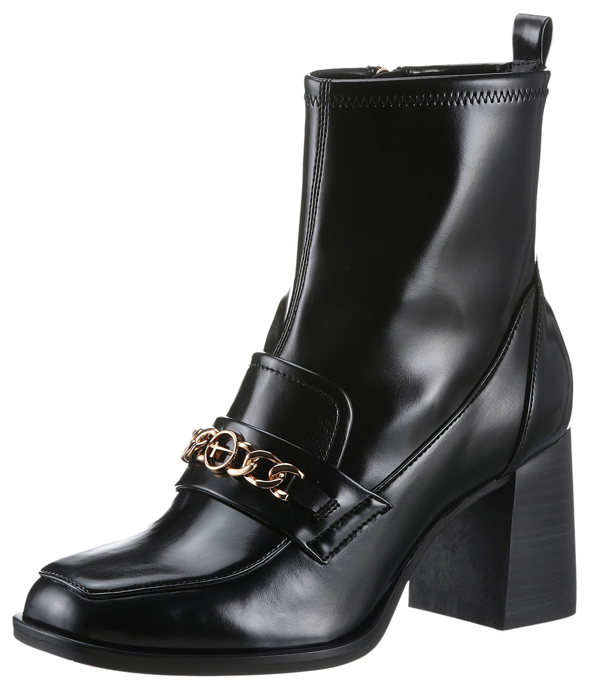 Tamaris Stiefelette, Blockabsatz, Partyschuh mit eleganter Zierkette und Logoemblem Tamaris Stiefelette, Blockabsatz, Partyschuh mit eleganter Zierkette und Logoemblem von tamaris