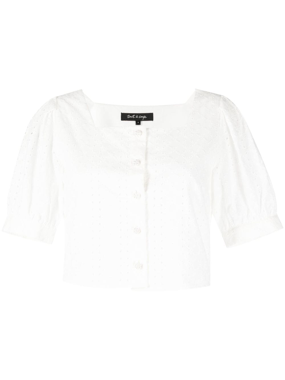 tout a coup broderie-anglaise cropped blouse - White von tout a coup